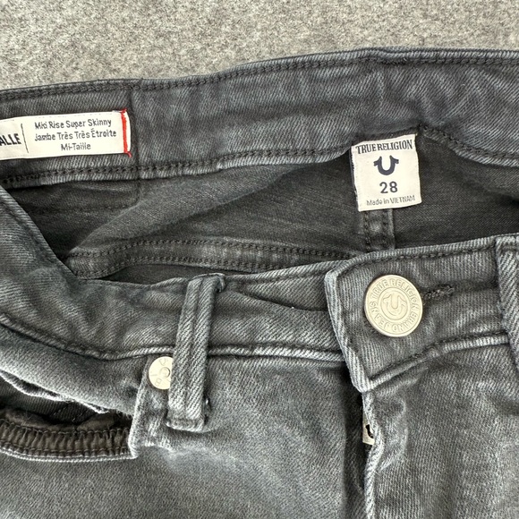 True Religion Women's Black Halle Super Skinny Mid‎ Rise Sz 28. - Picture 6 of 12